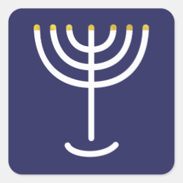Modern Menorah White Navy Gold Graphic Vierkante Sticker
