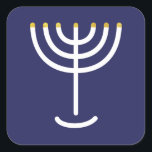 Modern Menorah White Navy Gold Graphic Vierkante Sticker<br><div class="desc">Hebreeuws Menorah Sticker. Navy,  White,  Gold. Overdraagbaar en aanpasbaar.</div>