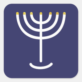 Modern Menorah White Navy Gold Graphic Vierkante Sticker