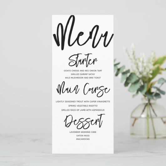 Modern menu Bindende zwart-witkalligrafie (Staand voorkant)