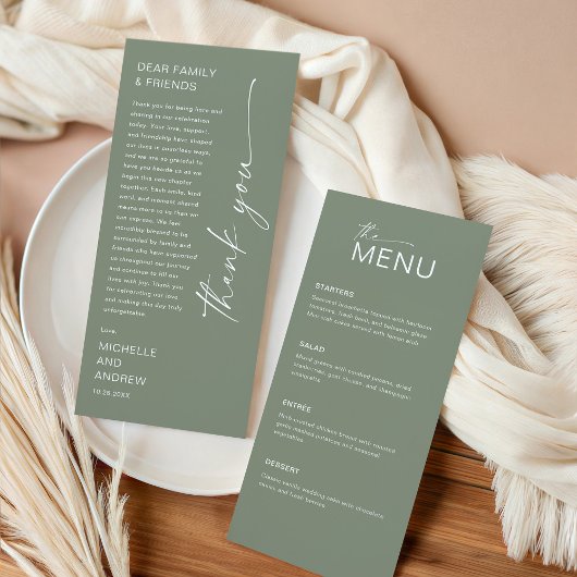 Modern Menu Card and Thank you Message Kaart