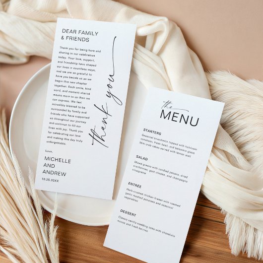 Modern Menu Card and Thank you Message Kaart