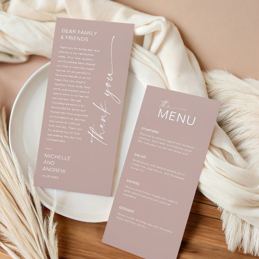 Modern Menu Card and Thank you Message Kaart