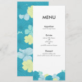 Modern Menu Kaart // weelderige tropen // blauw (Voorkant / Achterkant)