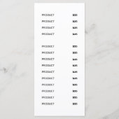 Modern menu met eenvoudige witte balk | Prijslijst (Achterkant)