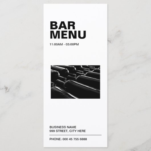 Modern menu met eenvoudige witte balk | Prijslijst (Voorkant)