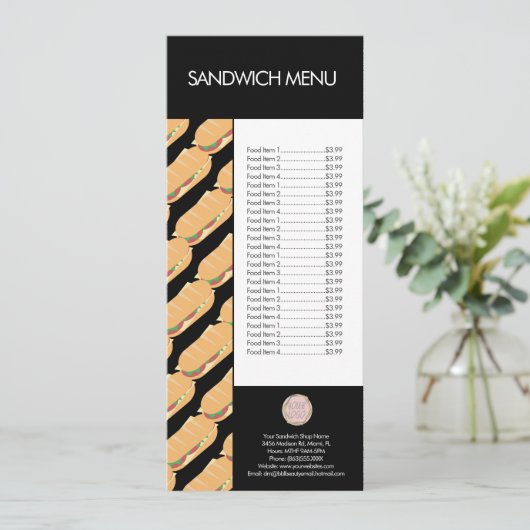 Modern menu Sandwich Shop Deli Logo (Staand voorkant)
