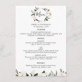 modern menu van de magnolia floral bruiloft