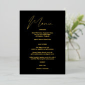 Modern menu voor chic Folie Black & Gold Folie Uitnodiging (Staand Voorkant)