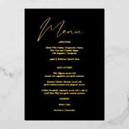 Modern menu voor chic Folie Black & Gold Uitnodiging