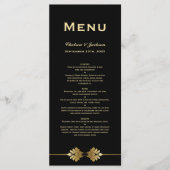 Modern menu voor formeel zwart gouden bruiloft (Voorkant)