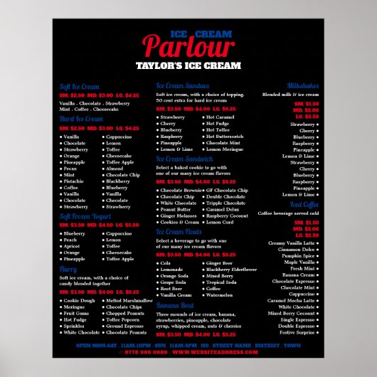 Modern Menu voor IJssalon Poster (Voorkant)
