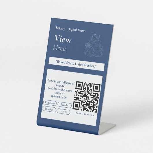 Modern Menukaart QR-code Bord | Digitale Menu Reclamebord Met Voetstuk (Voorkant)