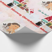 Modern Meowy Christmas Custom Photo Wrapping Paper Cadeaupapier (Hoek)