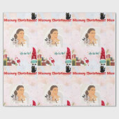 Modern Meowy Christmas Custom Photo Wrapping Paper Cadeaupapier (Vlak)