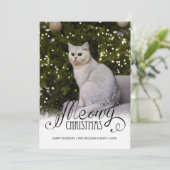 Modern Meowy kerstfotokaartje voor gezelschapsdier Kaart (Staand voorkant)