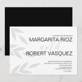 Modern merk Gray White Script Wedding Invitation Kaart (Voorkant / Achterkant)