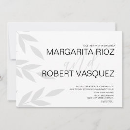 Modern merk Gray White Script Wedding Invitation Kaart