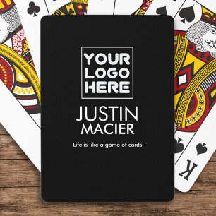 Modern merk / Logo / Foto aangepaste naam zwart Pokerkaarten