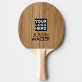 Modern merk Logo Rustic Wood Aangepaste naam Tafeltennisbatje (Voorkant)