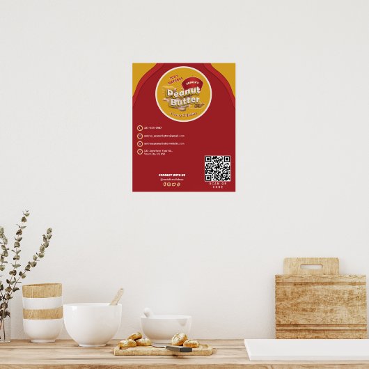 Modern Merk Peanut Butter Custom Logo | QR-code Poster (Keuken)