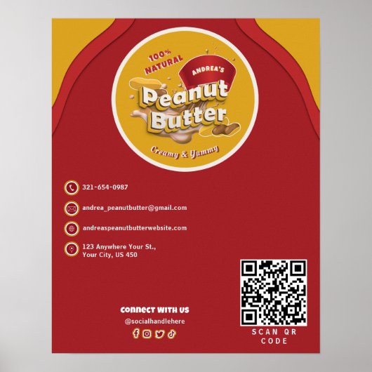 Modern Merk Peanut Butter Custom Logo | QR-code Poster (Voorkant)