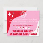 Modern merk Roze Red Kiss Business Logo Hartelijk Bedankkaart (Achterkant)