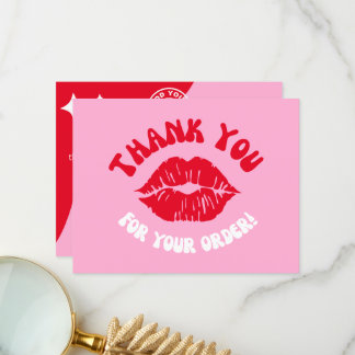 Modern merk Roze Red Kiss Business Logo Hartelijk Bedankkaart