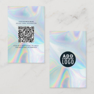 Modern Merklogo en holografische QR-code Visitekaartje