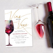 Modern Merlot Gold Vino voor geloften Vrijgezellen Kaart
