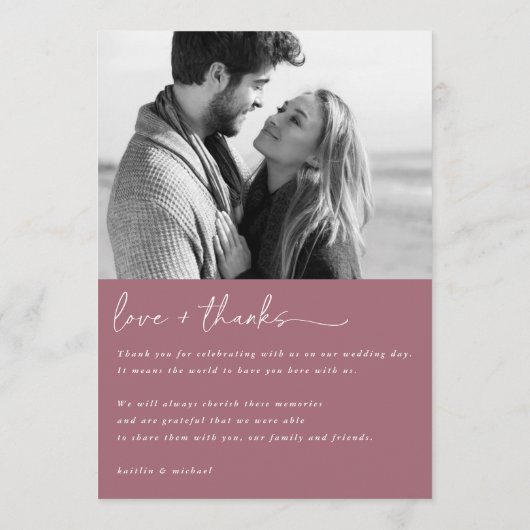 Modern Merlot Wedding Menu met foto terug (Achterkant)