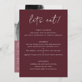 Modern Merlot Wedding Menu met foto terug