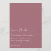 Modern Merlot Wedding Menu met Hartelijk dank op T (Achterkant)