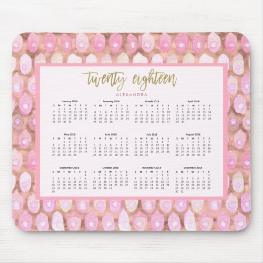 Modern Mermaid | Agenda 2018 voor Glam Roze Muismat (Voorkant)