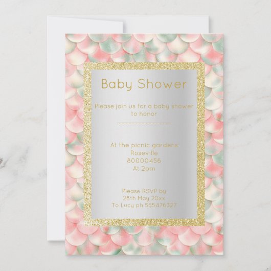 Modern MERMAID APRICOT GREEN Colorful baby shower Kaart (Voorkant)