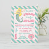 Modern Mermaid Birthday Party Invitation Kaart (Staand voorkant)