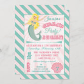 Modern Mermaid Birthday Party Invitation Kaart (Voorkant / Achterkant)