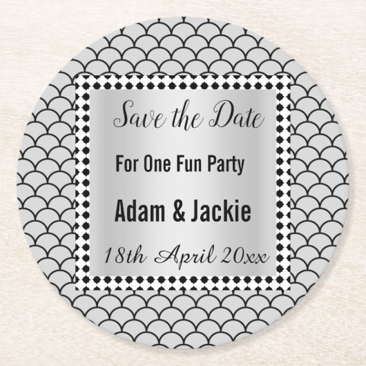 MODERN MERMAID BLACK GRAYSAVE DE DATUM ONDERZETTER (Voorkant)