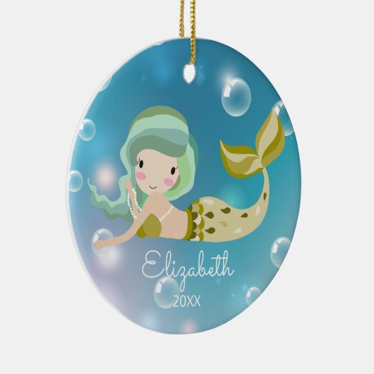Modern Mermaid Personalized kerstversiering Keramisch Ornament (Rechts)