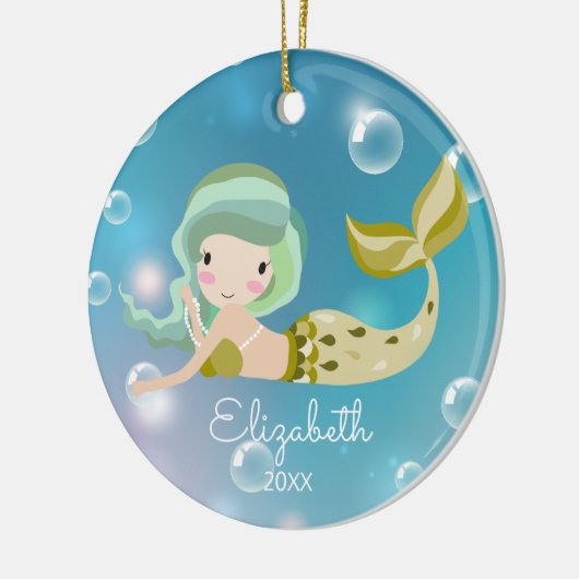 Modern Mermaid Personalized kerstversiering Keramisch Ornament (Links)