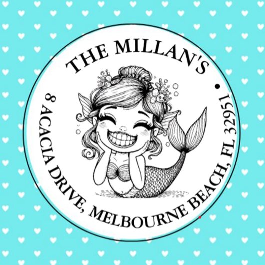 Modern Mermaid Pool Party thema Zelfinktende Stempel