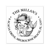 Modern Mermaid Pool Party thema Zelfinktende Stempel (Design)