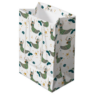 Modern Mermaid Siren Theme Illustratie Afdrukken Medium Cadeauzakje