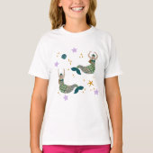 Modern Mermaid Siren Theme Illustratie Afdrukken T-shirt (Voorkant)