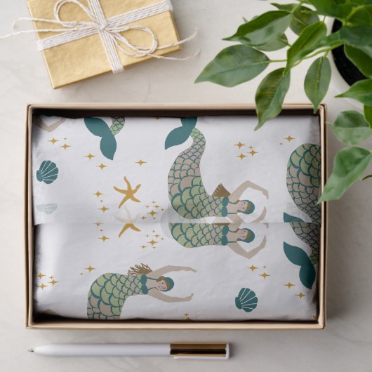 Modern Mermaid Siren Theme Illustratie Afdrukken Tissuepapier (Geschenk)