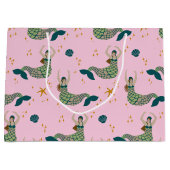 Modern Mermaid Siren Theme Illustratie Afdrukroze Groot Cadeauzakje (Voorkant)