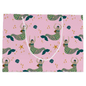 Modern Mermaid Siren Theme Illustratie Afdrukroze Groot Cadeauzakje (Achterkant)