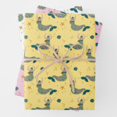 Modern Mermaid Siren Theme Illustratie Inpakpapier Vel (In situ)