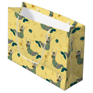 Modern Mermaid Siren Theme Illustratie Yellow Groot Cadeauzakje