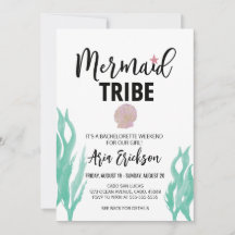 Modern Mermaid Tribe Bachelorette Party Invitation